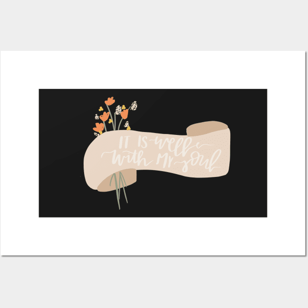 it is well with my soul minimalist flower chrisitan quote Wall Art by andienoelm